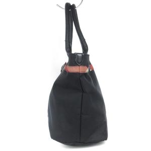 BLUE LABEL CRESTBRIDGE トートバッグ カバン 鞄 ナイロン レザー リボン チェック ジップ開閉 ブラック 黒