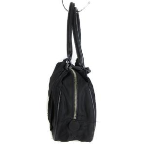 agnes b. ハンドバッグ ナイロン レザー ロゴ 黒 ブラック 鞄