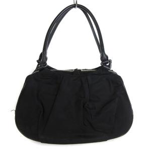 agnes b. ハンドバッグ ナイロン レザー ロゴ 黒 ブラック 鞄