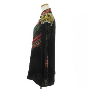 ETRO タグ付き シャツ ブラウス 長袖 シルク 総柄 フロントボタン 42 ブラック