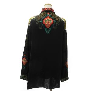 ETRO タグ付き シャツ ブラウス 長袖 シルク 総柄 フロントボタン 42 ブラック