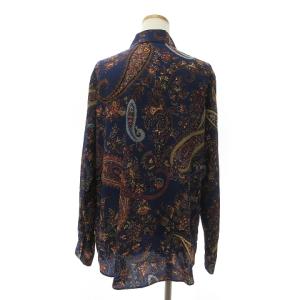 ETRO タグ付き シャツ 長袖 シルク ペイズリー柄 フロントボタン ブルー