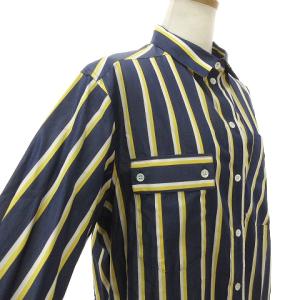 Maison Kitsuné HOTEL タグ付き 19SS ストライプシャツ ブラウス 長袖 オーバーサイズ ワンポイント 刺繍 コットン KWH-19010-A