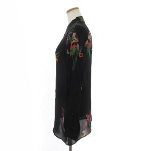 ETRO シャツ ブラウス 長袖 シースルー シルク フラワー 花柄 フロントボタン ブラック 40