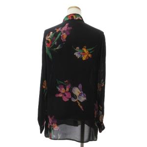 ETRO シャツ ブラウス 長袖 シースルー シルク フラワー 花柄 フロントボタン ブラック 40