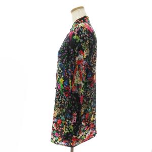 ETRO タグ付き シャツ ブラウス 長袖 シルク フラワー 花柄 総柄 フロントボタン 40 ブラック