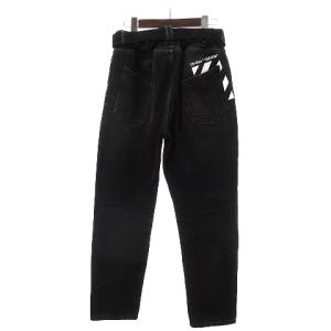 Off-White BELT Slim Denim クラッシュパンツ デニム ジーンズ ヴィンテージ加工 ボタンフライ omya005s19c27025