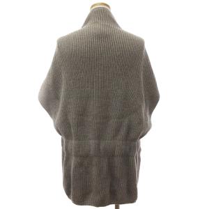 Max Mara LEISURE ニット セーター ベスト ハイネック サイドスリット ウエストベルト ウール グレー