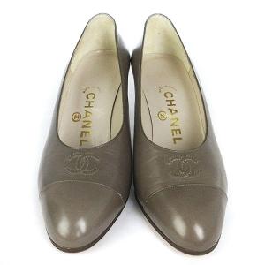 CHANEL パンプス ヒール ココマーク 茶 ブラウン 36.5 23.5cm相当 靴 SM1