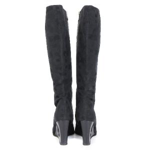 BALLY ロングブーツ スクエアトゥ ウェッジヒール スリム 黒 ブラック EU 37.5 靴 SM1