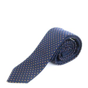 タグ付き ネクタイ ナロータイ ドット 総柄 シルク コットン 紺 ネイビー SM1