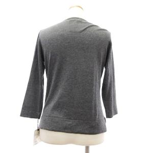 LANVIN COLLECTION コレクション タグ付き ニット ニットソー 長袖 Vネック シルク混 カシミヤ混 グレー 40