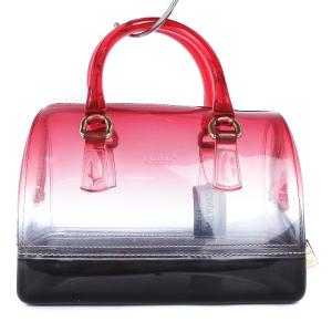 FURLA CANDY BAG キャンディバッグ ハンドバッグ ビニール グラデーション 赤 レッド 黒 ブラック 鞄 SM1