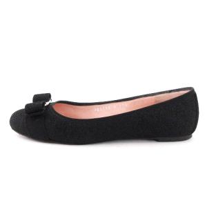 Salvatore Ferragamo ヴァラリボン パンプス バレエシューズ キルティング ラメ加工 黒 ブラック 7D 24cm位