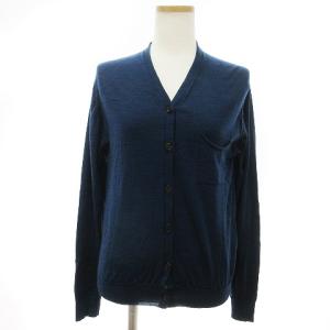 × JOHN SMEDLEY ジョンスメドレー カーディガン Vネック ニット 長袖 薄手 ネイビー 紺 2 M位 SM1