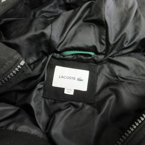 LACOSTE BH102EL ピケダウンジャケット フード パーカー ジップアップ ロゴワッペン L ブラック