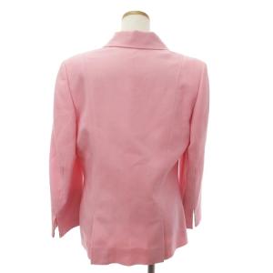LEONARD 美品 テーラードジャケット シングル 2B 切替 ウール 袖裏 花柄 サイドベンツ ピンク 11AR SM1