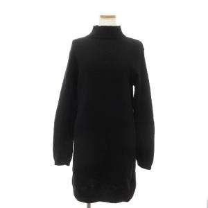 ニットワンピース セーター 長袖 ボトルネック ウール シルク混 フランス製 黒 ブラック 1 S位 SM1