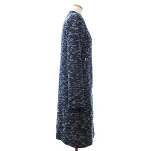 agnes b. ジップアップコート ボトルネック ツイード ラメ コットン 青 ブルー 1 SM1