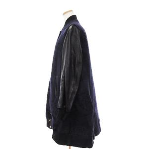 sacai 14AWLU765 LUCK スタジアムジャケット レザー切替 総柄 ネイビー