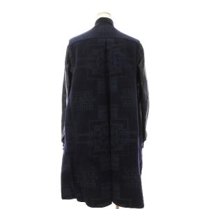 sacai 14AWLU765 LUCK スタジアムジャケット レザー切替 総柄 ネイビー