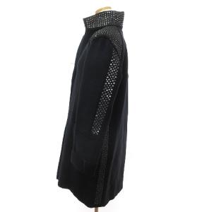 MARNI ウールコート ひざ丈 ストーン スタッズ カットオフ 比翼 フロントボタン 黒 ブラック 40 SM1