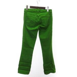 TORY BURCH デニムパンツ ジーンズ ロング ストレッチ ロゴ 刺繍 ジッパーフライ 緑 グリーン 25 SM1