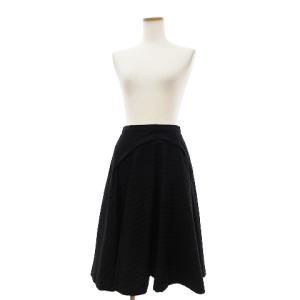 Y's ヨウジヤマモト スカート ひざ丈 フレア サイドベルト ストライプ ウール YR-S13-120 黒 ブラック 1 S位