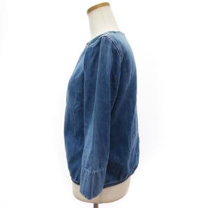 45rpm シャツ ブラウス 長袖 デニム ノーカラー 七分袖 後ろボタン コットン100％ ブルー 青 インディゴ 2 SM1