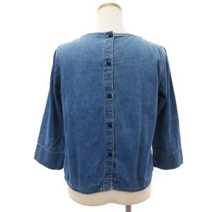 45rpm シャツ ブラウス 長袖 デニム ノーカラー 七分袖 後ろボタン コットン100％ ブルー 青 インディゴ 2 SM1