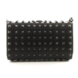 VALENTINO GARAVANI スタッズ クロスボディバッグ ショルダー ハンド 2WAY スクエア レザー ブラック カバン