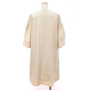 IENA 美品 17SS ラッフルスリーブワンピース 七分袖 ひざ丈 Aライン ボリューム袖 無地 ピンクベージュ 36 S相当SM0