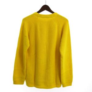BLACK LABEL CRESTBRIDGE 美品 ニット セーター 長袖 畔編み リネン混 コットン ロゴ ワンポイント 51N03-302-64 黄 イエロー 2 SM1