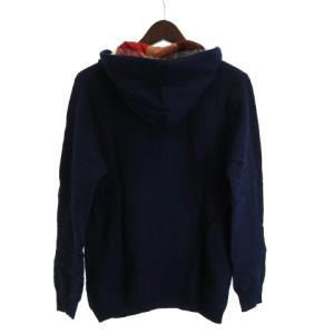 BLACK LABEL CRESTBRIDGE ニットパーカー 長袖 ワッフル コットン フード裏チェック ジップアップ 51N09-508-28 紺 ネイビー M SM1