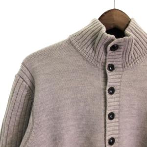 BURBERRY BLACK LABEL ニット セーター 長袖 ハイネック ウール ハーフボタン ロゴ 刺繍 D1N78-410-04 グレー 2 SM