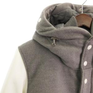 BEAMS スタジャン 中綿ジャケット フーディ ジップアップ 11-18-2272-152 グレー S SM1