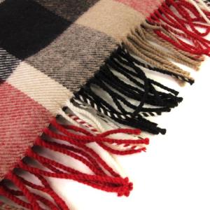 BLACK LABEL CRESTBRIDGE マフラー フリンジ チェック ロゴ 刺繍 赤 レッド 小物 SM1