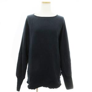 スウェット トレーナー カットソー 長袖 裏起毛 フィンガーホール AMRCN ロゴ 刺しゅう ネイビー 紺