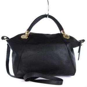 COLE HAAN 2WAY ハンドバッグ ショルダー 鞄 ジップ開閉 レザー 黒 ブラック SM1