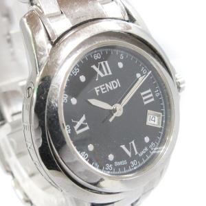 FENDI 腕時計 アナログ デイト クォーツ 回転式 3針 2200L 文字盤ブラック シルバーカラー ウォッチ SM1