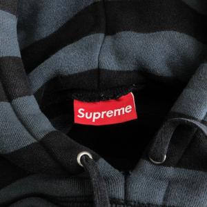Supreme 07FW Striped Pullover Hoodie パーカー ボーダー ブラック ダークグレー