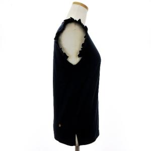 MUVEIL タグ付き カットソー フリル クルーネックノースリーブ コットン MA81UTS002 紺 ネイビー 36 S位