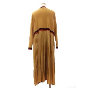 Diagram 21AW ニットドッキングロングカーディガン ワンピース 長袖 ロング丈 プリーツ 前開き 金ボタン ベージュ系 36 S相当