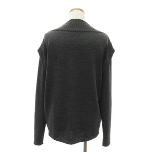 LOEWE 美品 ニット セーター 長袖 ハイネック ドッキング ウール 無地 グレー L AA