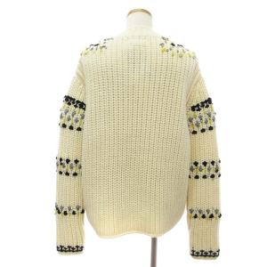 Ermanno Scervino タグ付き ニット セーター 長袖 ハイネック ローゲージ ウール ビジュー 装飾 アイボリー M