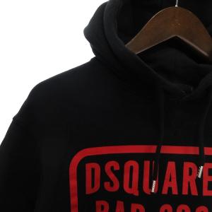 DSQUARED2 18SS パーカー プルオーバー コットン ロゴ プリント 裏起毛 S74GU0243 S25305 黒 ブラック M