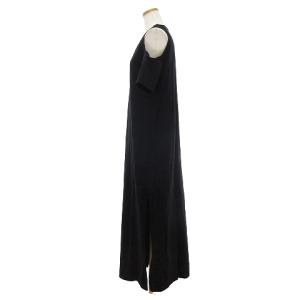 MSGM ロングワンピース Tシャツ カットソー 丸首 オフショルダー ミニロゴ コットン 3041MDA61 黒 ブラック XS