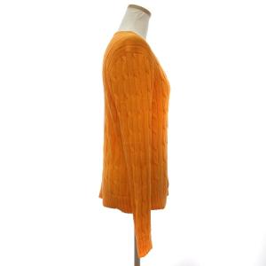 POLO RALPH LAUREN ニット セーター 長袖 ケーブル Vネック ロゴ ワンポイント コットン 0200011603 オレンジ L GY14