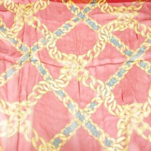 スカーフ ストール 大判 ココマーク チェーン 総柄 シルク 赤 レッド SM1 AA