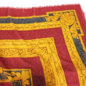 CHANEL スカーフ ストール 大判 ココマーク カットオフ ウール シルク レッド 赤系 SM1 AA